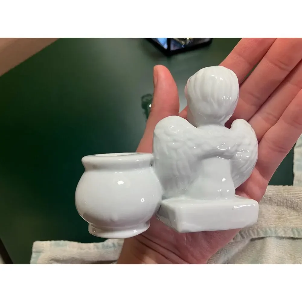 White Ceramic Cherub Angel Planter Vase | Cottagecore Romantic Decor